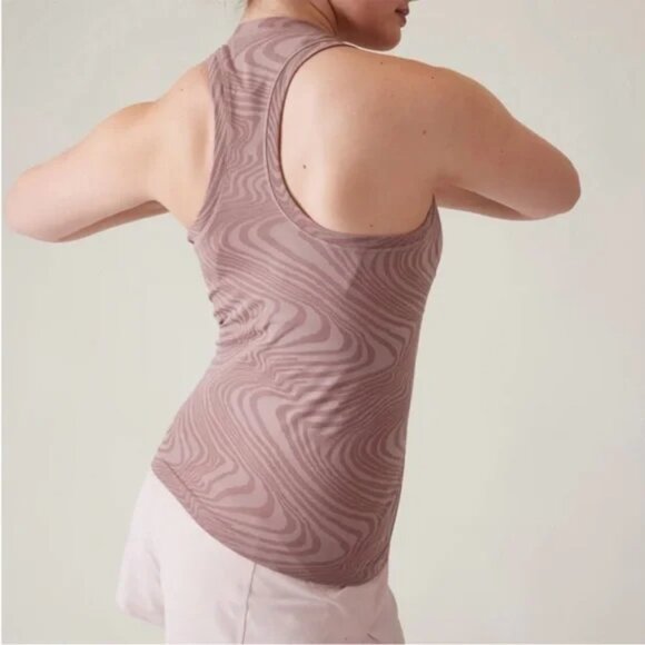 Athleta Momentum Seamless Tank Top Smoked Mauve Marble Racerback Size Small - Picture 2 of 3